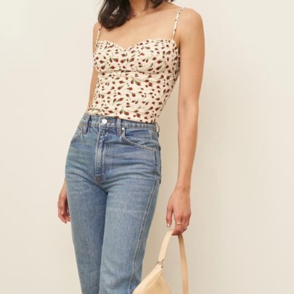 Reformation Finch Cropped Floral Print Top